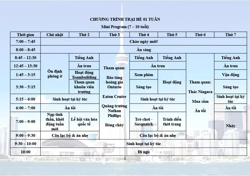 Chương trình tại hè